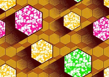Hexagon seamless pattern, picture art and abstract background.のイラスト素材