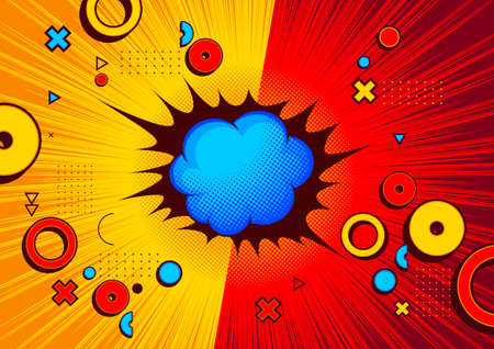 geometric shape comic templat background  design, pop art illustration.のイラスト素材