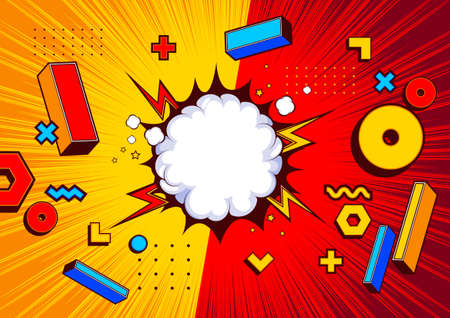 geometric shape comic templat background  design, pop art illustration.のイラスト素材