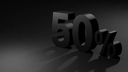 3d rendering of a 50 symbol, black and rough surface texture, illustration for background, web, banner.の写真素材