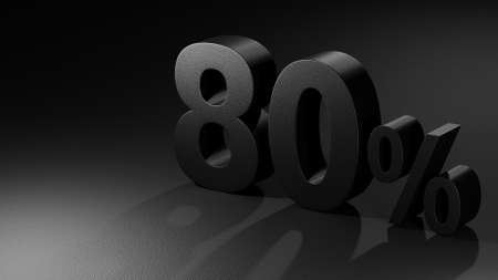 3d rendering of a 80 symbol, black and rough surface texture, illustration for background, web,...