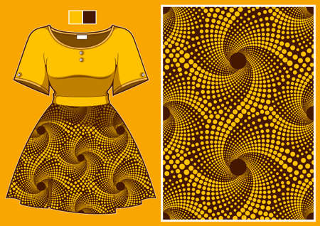 Africa clothes dress design circle dots seamless pattern, picture art and abstract background.のイラスト素材