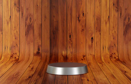 3D rendering Wood scene with podiumの写真素材