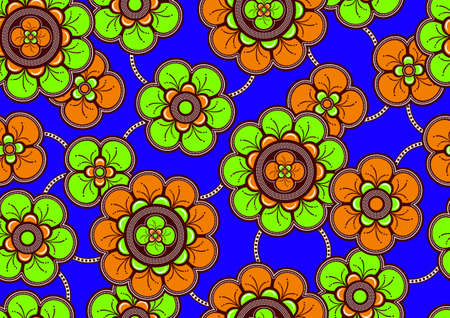 seamless pattern of african textile art, flower abstract image and background, fashion artwork for printのイラスト素材