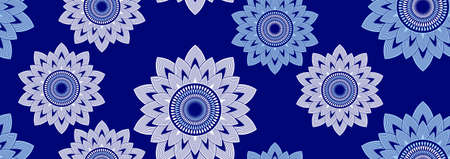 seamless pattern of african textile art, sunflower circle abstract image and background, fashion artwork for print, vector file eps10.のイラスト素材