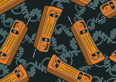 Telephone seamless pattern, Hawaii textile art, fashion background artwork for print, vector fileのイラスト素材