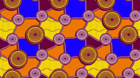 seamless pattern of african textile art, abstract circle, line and point image background, fashion...