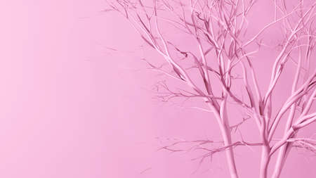 3d rendering, Mockup premium poster Pink Dry Tree Branches scene Images, Abstract background for product, minimal concept.の写真素材