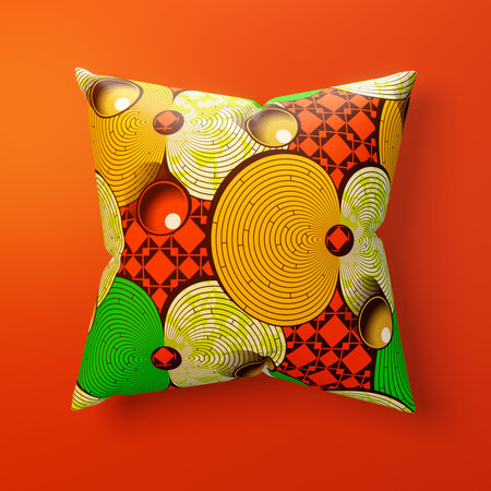 3d rendering illustration fashion product pillow Cushion Cover on theme design concept of africa pattern for presentation Manufacturer Supplier and customer on websiteの写真素材