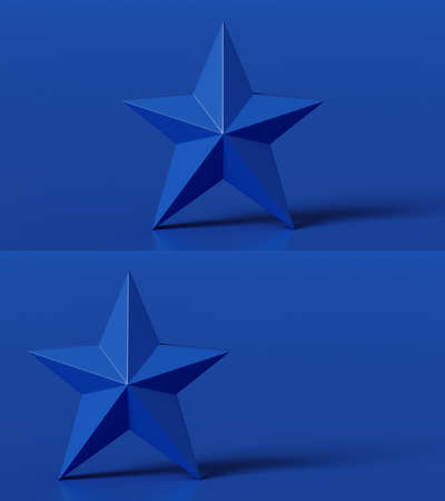 3d rendering, Set of 2 Pictures light blue color star, image of The stars in the center and on the...