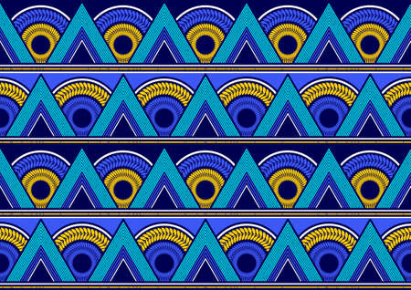 Tribal africa abstract seamless pattern vibrant colours, textile art, hand-draw line image and background, fashion artwork for Fabric print, clothes, scarf, shawl, carpet, kerchief, handkerchief vector file eps 10.のイラスト素材