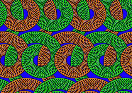 Roll circle, abstract african seamless pattern, textile art, overlap point and line art hand drawn...