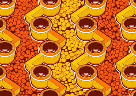 africa seamless pattern, textile art, tribal abstract hand-draw, circle and line zigzag geometrics image and background, fashion artwork for Fabric print, clothes, scarf, shawl, carpet, bagのイラスト素材