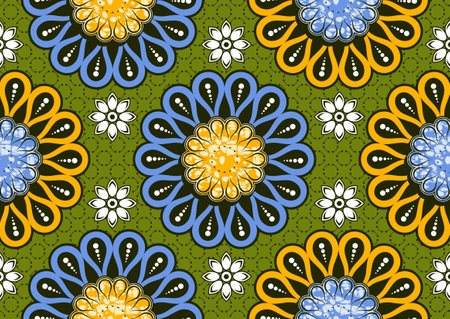 african abstract flower pattern background, floral print textile art, tribal abstract hand-draw,...
