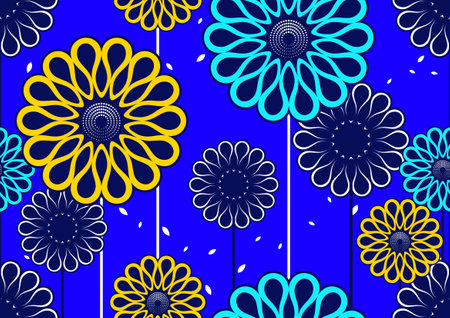 african flower seamless pattern, picture art and abstract backgroundのイラスト素材