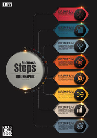 Creative Infographic Chart Templates for Dynamic Presentations and  Annual Reports, Bold Black Background Vertical Poster Designsのイラスト素材