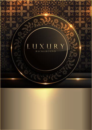 gold black luxury circle bunch of flowers background, mandala golden, artwork for royal card, banner, mockup design, boutique website template.のイラスト素材