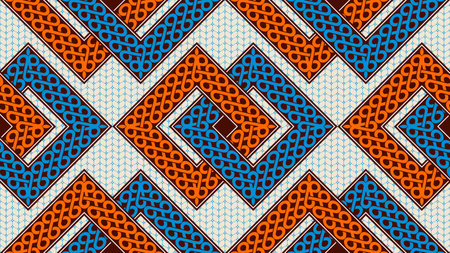Africa geometric fabric patterns, ethnic textile art for trendy clothing and bag printing. Modern graphic rectangles create a fashionable artwork.のイラスト素材