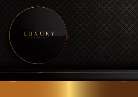 Luxury Circle Black Gold Geometric Pattern Background Design Elegant HD Wallpaper Graphics, Web Templates Cover Design.のイラスト素材