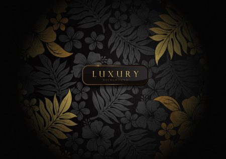 Luxury black hibiscus background. Elegant floral design for invitation cards, branding, and web templates, Elegant Vector Illustration, Not AI-Generatedのイラスト素材