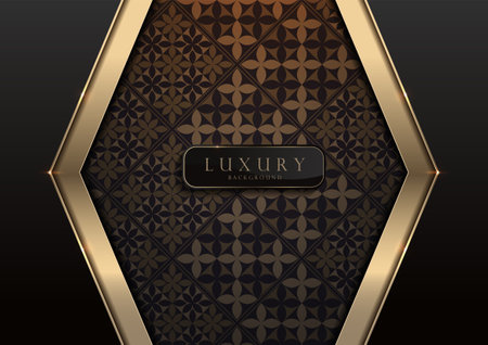 Luxury black and gold abstract background with graphic pattern, ideal for Islamic and Diwali themed invitations, wallpaper, web templates, elegant vector illustration, not AI-generated.のイラスト素材