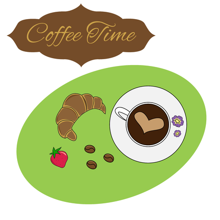 Colorful vector illustration "coffee time"のイラスト素材