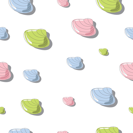 Hand drawn seashells vector seamless patternのイラスト素材