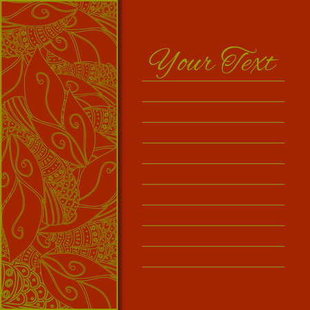 Abstract vector ornament on red background. Lace pattern design.のイラスト素材