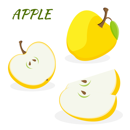 Yellow apple isolated on white backgroundのイラスト素材