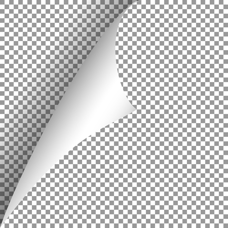 Page with curl corner with shadow on transparent background. Vector web banner.のイラスト素材