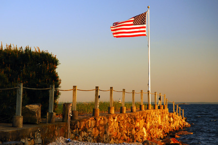 Old Glory on Westport Connecticut Waterfrontの写真素材