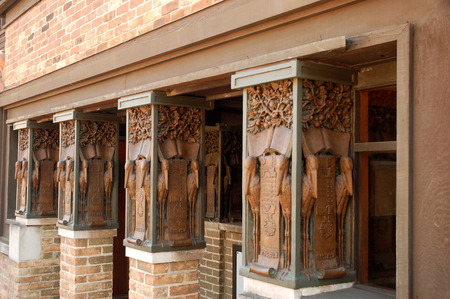 Details of the Columns at the Frank Lloyd Wright Home and Studio, Oak Park, Illinoisのeditorial素材