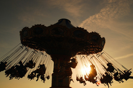 Swing Ride at Sunsetの写真素材