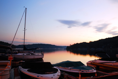Sunrise over Lake Hopatcong, New Jerseyのeditorial素材