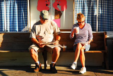 Couple on a benchのeditorial素材