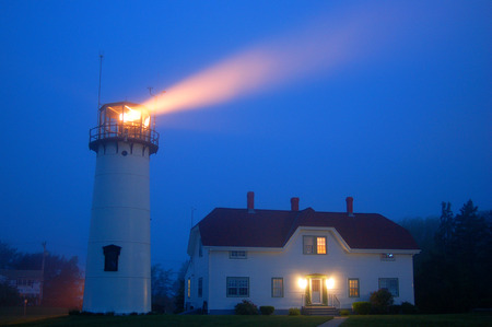 Chatham Light in fogの写真素材