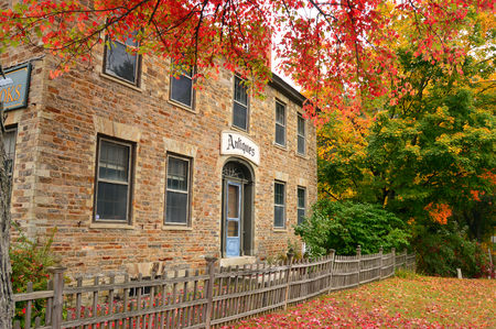 Autumn View of a Stone House Converted to an Antique Store in New Hampshireの写真素材