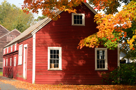 Red Barn in Autumnの写真素材