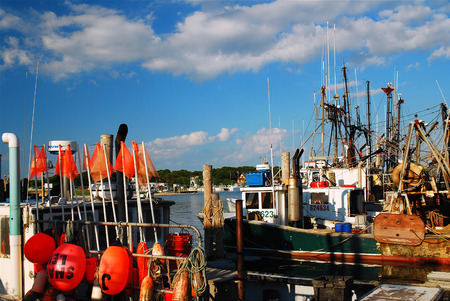 Fishermen's Fleet, Montaukの写真素材
