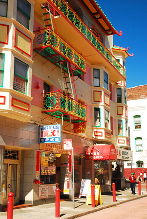 The Painted Balconies Brighten San Francisco's Chinatownのeditorial素材