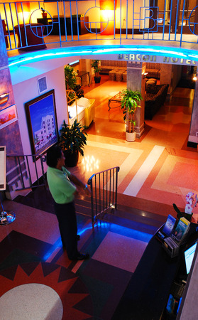 The Lobby of the Historic Art Deco Beacon Hotel, Miami Beachのeditorial素材