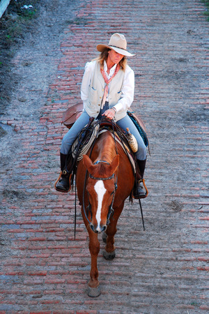 Young Cowgirl at the Ft Worth Stockyardsのeditorial素材