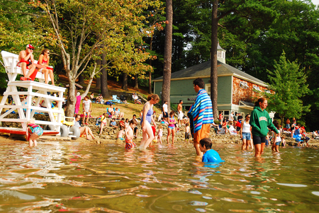 Crowded Summer Day At Walden Pond, Massachusettsのeditorial素材