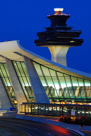Washington Dulles Airport with Terminal Building designed by Eero Saarinenのeditorial素材