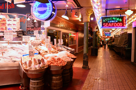 Early Morning Hours at Pike Place Market, Seattleのeditorial素材