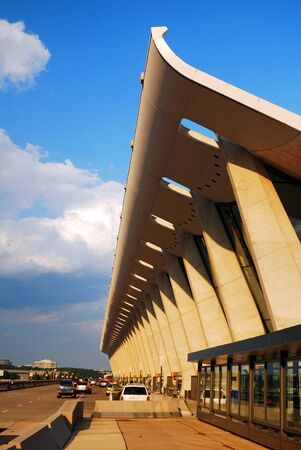 Eero Saarinen's Soaring Dulles International Airport Main Terminal is an iconic example of mid 20th Century Architectureのeditorial素材