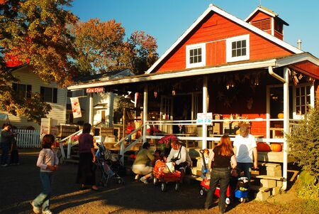 A Country Farm Store in autumn brings out many pumpkin pickersのeditorial素材