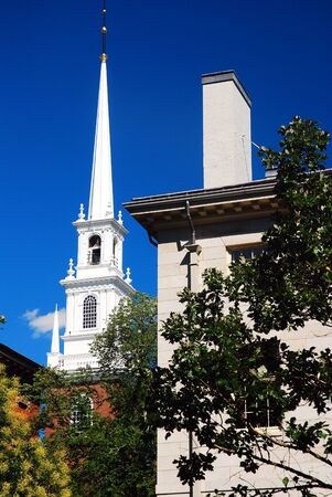 The Memorial Chapel Rises Above Harvard Universityのeditorial素材