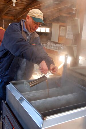 The Process of Making Maple Syrup Involves Boiling and Evaporating the Waterのeditorial素材