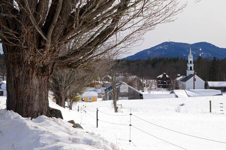 The small town of Tamworth New Hampshire in winterの写真素材